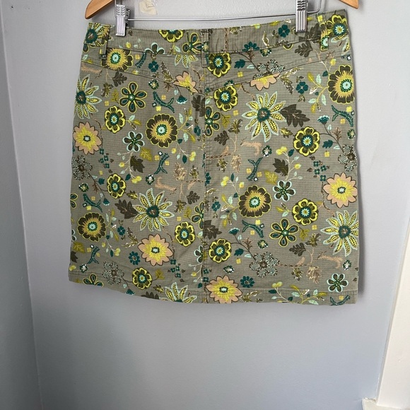 Christopher & Banks Green and Yellow Mini Pencil Skirt with Tie Front - Picture 2 of 9
